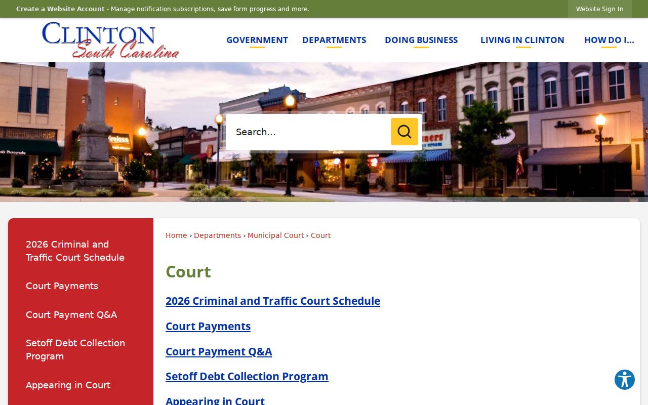 Clinton criminal records court schedule information