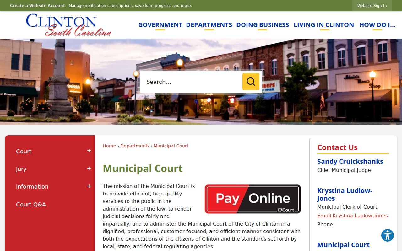 Clinton criminal records municipal court information