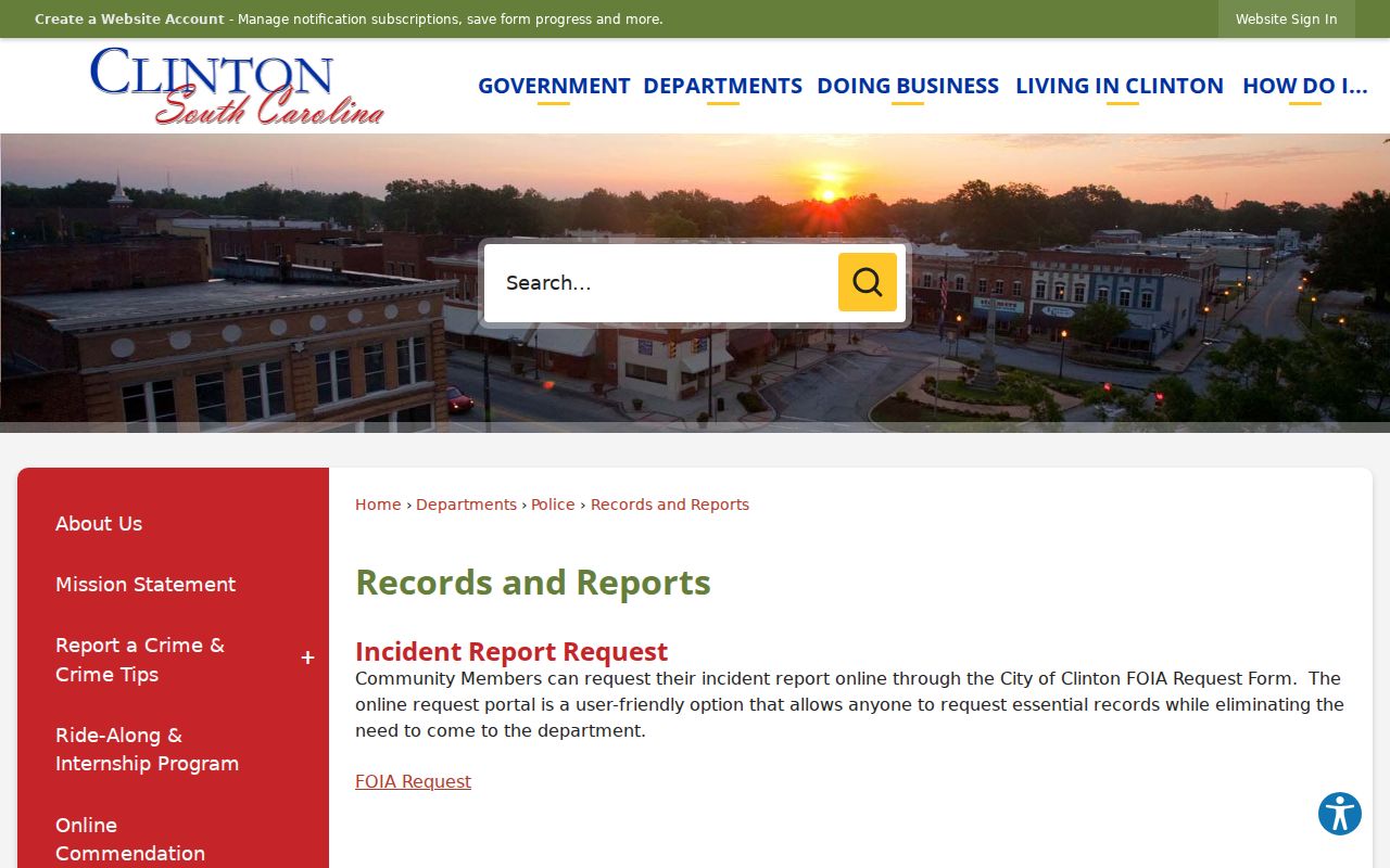 Clinton criminal records police reports page