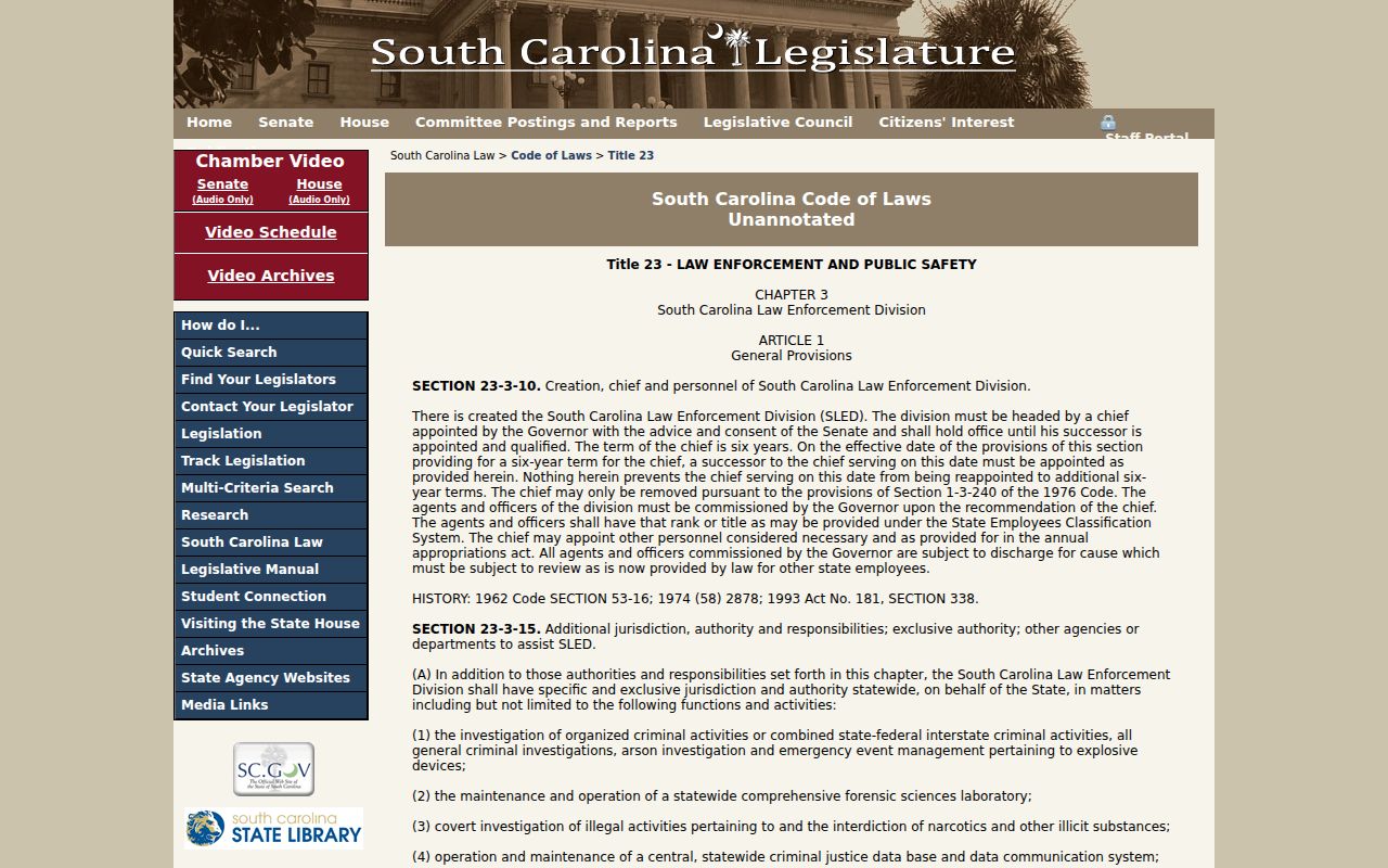 South Carolina law governing Laurens County arrest history reporting