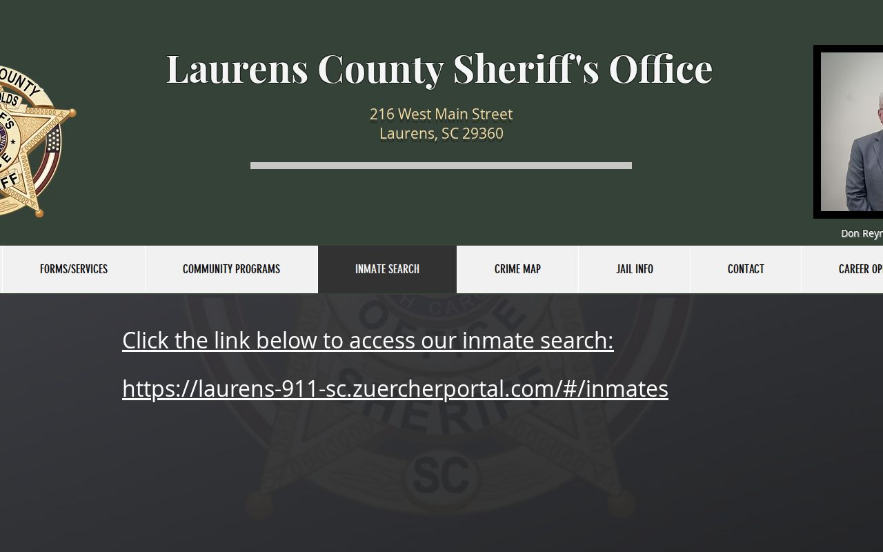 Laurens County arrest lookup route from the Sheriff’s Office