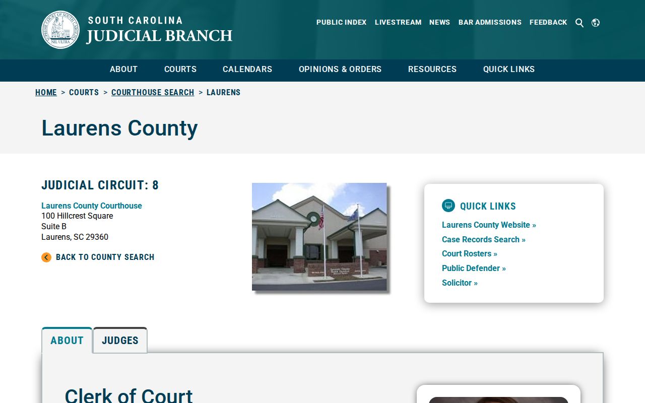 Laurens County criminal court directory and case record offices