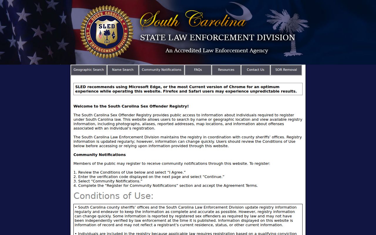 Laurens County sex offender search on the South Carolina registry