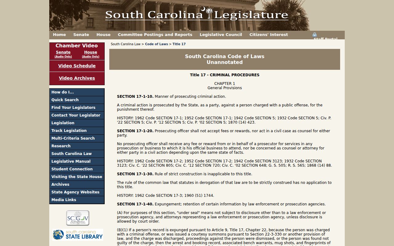 South Carolina expungement statute for Laurens County criminal records